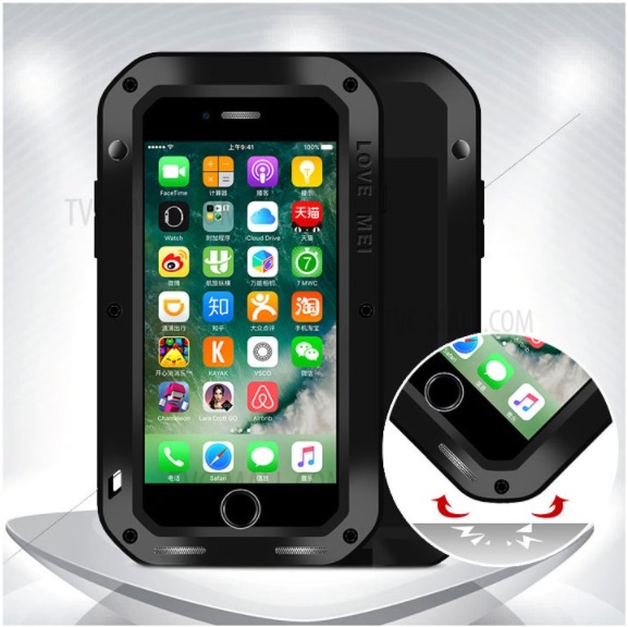 LOVE MEI Powerful Shockproof Snowproof Dirtproof Protector Case for iPhone SE 2 (2020)/8/7 4.7 inch- Black